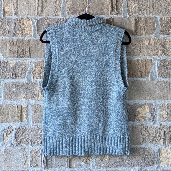 VTG 80s Partners Wool Blend Open Front Vest Medium Teal Multicolor Knit - Picture 5 of 6